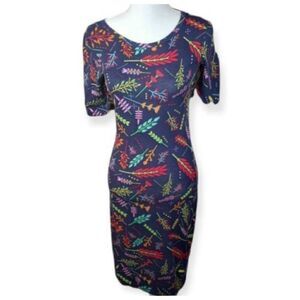 LULAROE NAVY MULTICOLOR DRESS SZ.XXS EUC.